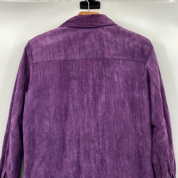 Coldwater Creek Purple Crinkle Leather Jacket Size LP - Picture 7 of 9